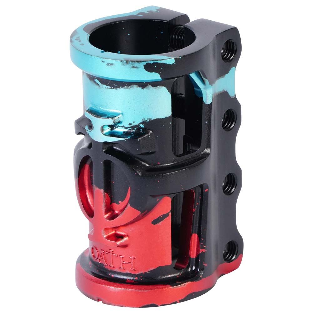 Oath Cage V2 Alloy 4 Bolt SCS Clamp - Black/Teal/Red