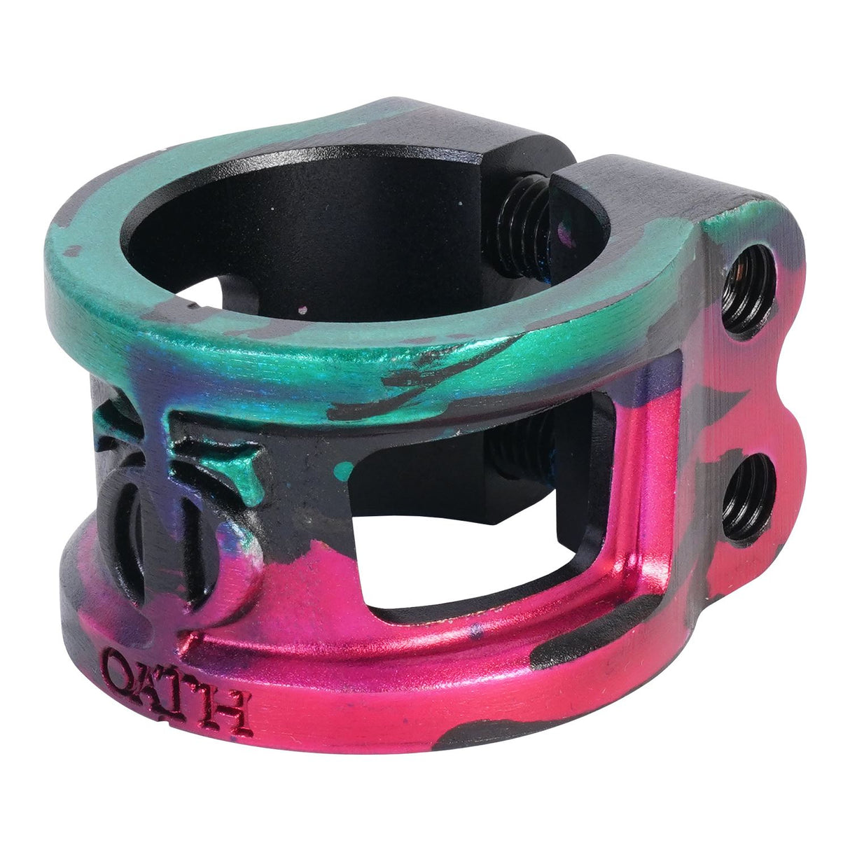 Oath Cage V2 Alloy 2 Bolt Clamp Green/Pink/Black