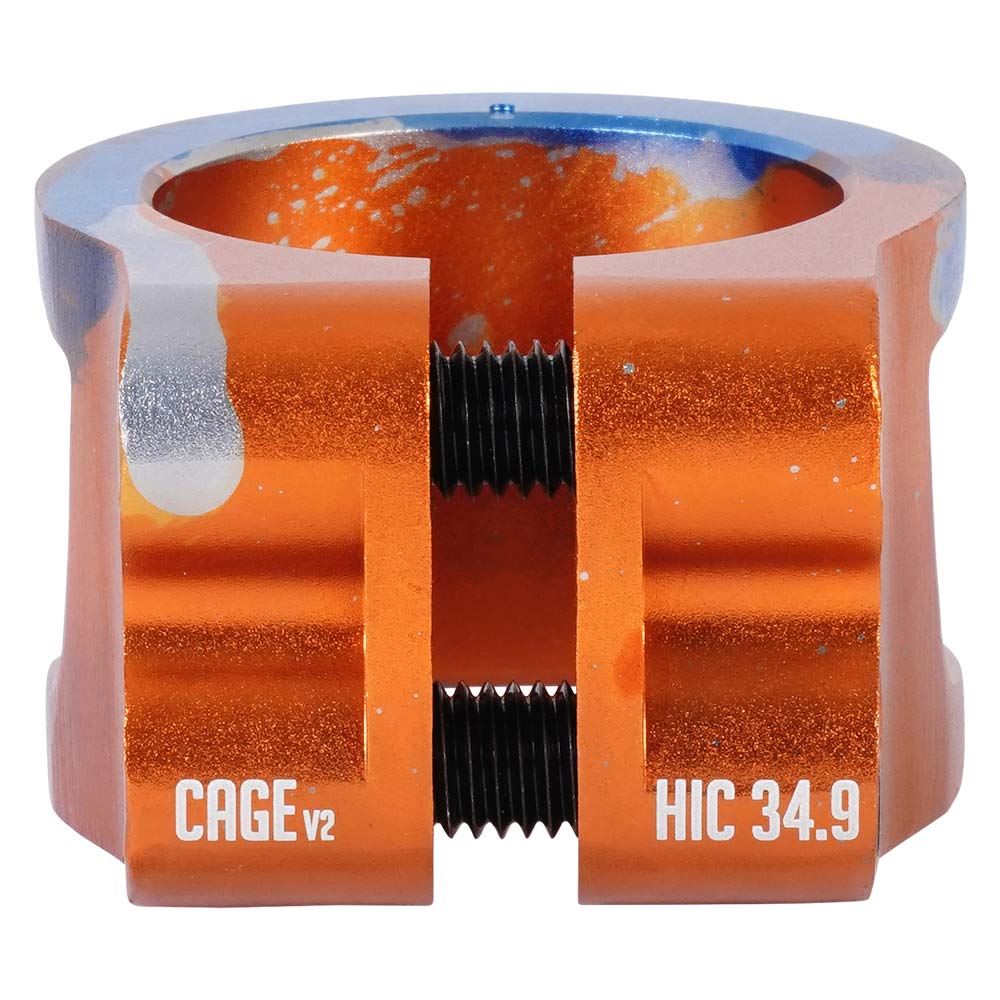 Oath Cage V2 Alloy 2 Bolt Clamp - Orange/Blue/Titanium