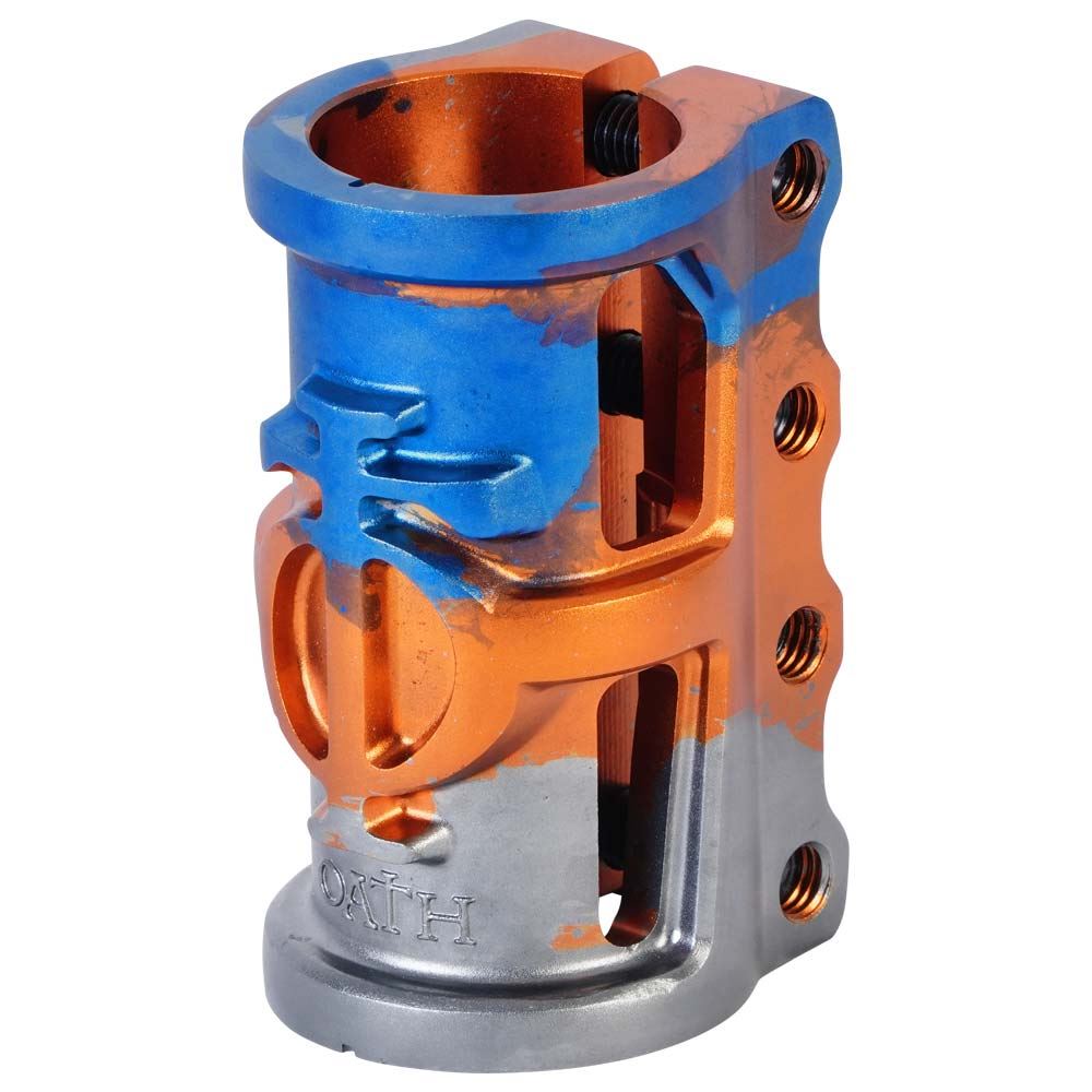 Oath Cage V2 Alloy 4 Bolt SCS Clamp - Orange/Blue/Titanium